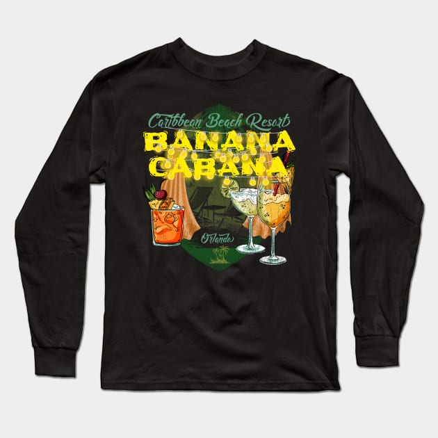 Banana Cabana Caribbean Beach Resort Orlando Pool Bar Long Sleeve T-Shirt by Joaddo